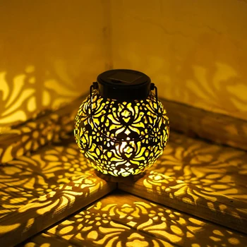 Grădină Metal Hollow-out Felinar Solar LED Fier de Artă de Flori de Lumină Proiecție Retro Lampă de Agățat ornamente Pentru Curte, Terasa Balcon