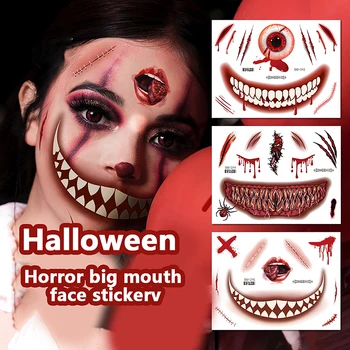 Halloween Rană Sângerândă Tatuaj Autocolante Diy Simulare Cicatrice Tatuaj Craniu Sânge Palm Print Horror Halloween Party Decor