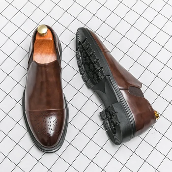 High End de Lux, Oameni de Afaceri din Piele Pantofi de Banchet Formale Pantofi pentru Bărbați Pantofi de Nunta Subliniat Mocasini Barbati Sentiment de Design