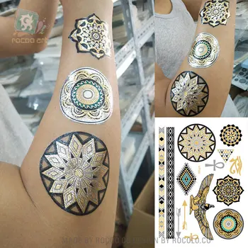 Impermeabil Tatuaj Temporar Autocolant metalic de aur tatuaj Grecia antică flori totem tatuaj autocolante flash tatuaj tatuaje false