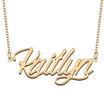 Kaitlyn Numele Laffey pentru Femei Bijuterii din Oțel Inoxidabil de Culoare de Aur Plăcuța Pandantiv Collares Para Mujer Litere Cravată