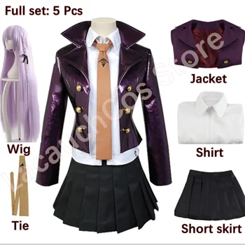 LacauchCos Anime Danganronpa Kyoko Kirigiri Cosplay Costum Rochie Set Cu Femei Halloween Peruca Scurta Fusta Sacou Cămașă Cravată