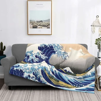 Marele Val pe Kanagawa Katsushika Hokusai Pătură de Lână de Vară Moale Arunca Pături pentru Pat Dormitor lenjerie de Pat Aruncă
