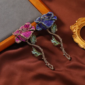 Morkopela Vintage Rose Crystal pentru Femei Broșe Bijuterii Mare de Flori Stras Broșă Pin Eșarfă Clip Haine Accesorii