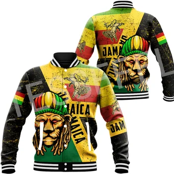 NewFashion Africa Jamaica Reggae Steagul Țării Tatuaj Retro Casual Amuzant Harajuku Buton Strat Bombardier Jachete De Baseball X1
