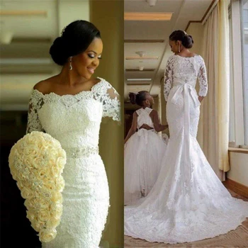 Noi Vestido De Noiva Dantela Africane Rochie De Mireasa Sirena 2020 Personalizate Plus Dimensiune Perle De Mireasa Rochii De Mireasa