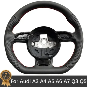 Pentru Audi A3 A4 A5 A6 A7 Q3 Q5 Q7 Perforate Volan Fund Plat Red Line Volan Sport De Bază Accesorii