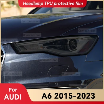 Pentru Audi A6 C8 2015-2023 Farurilor Auto Negru Afumat TPU Film de Protecție Față de Lumină Tentă Schimba Culoarea Autocolant Accesorii