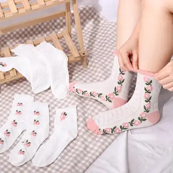 Personalitate Kawaii Harajuku Respirabil Feminin Zăbrele Femei Ciorapi Ciorapi Sex Feminin Mijlocul Șosete Șosete De Flori