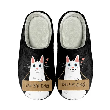 Pisică drăguț animal Print Acasă Bumbac Personalizate Papuci Mens Sandale Femei Pluș Casual incalzi Pantofii Termică Slippe