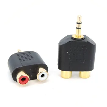 Placat cu aur de 3.5 mm AUX masculin la 2 RCA Feminin Adaptor Audio Splitter Conector 3pole Stereo pentru pc Difuzor Căști Căști r1