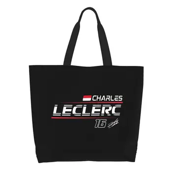 Reciclarea Charles Leclerc 16 Sport Masina De Curse Geantă De Cumpărături Femei De Umăr Panza Tote Sac Rezistent Alimentar Cumparator Saci