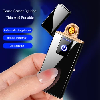 Stil nou Electric Windproof USB Touch Inducție Reîncărcabilă Brichetă Brichetă Tiger Dragon Model Brichete pentru Fumători