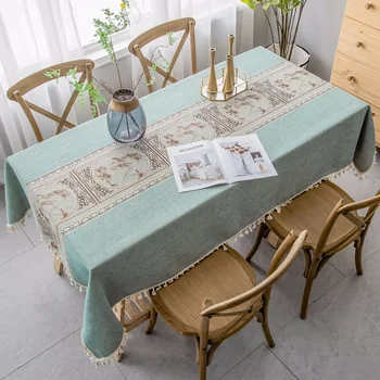 Stil pastorală față de masă din bumbac și lenjerie de masă dreptunghiulară pavilion, masa mat, masă de cafea W6S3512