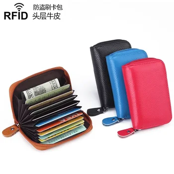 Stratul de sus Taur Preluare Sac Anti-furt Perie RFID Organ Femei Card Maneca Bărbați Monede Portofel Card de Credit Portable Bag Cardul