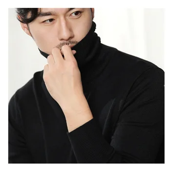 Toamna și Iarna Noi Bărbați coreean de Înaltă Gât Pulover Tricotaje pentru Bărbați Afaceri de Moda Casual, Fund Mare Pulover Vrac K0008