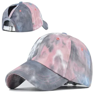 Trendy Tie-Dye Șapcă De Baseball Plina De Culoare Unisex Reglabil Respirabil Capace De Sport În Aer Liber Pălării Gol Afară De Coada De Cal Titularul Pălărie