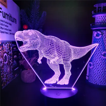 Tyrannosaurus Rex Dinozaur 3D Acril Lampa Led pentru Decor Dormitor Lumina de Noapte Lampă de Masă Manga Lampă de Noptieră Animal Cadou de Ziua de nastere