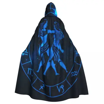 Unisex pentru Adulti Gemeni Horoscop Zodiac Galaxy Stele Mantie cu Glugă Mult Cosplay Costum de Vrăjitoare