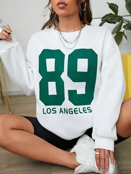 Verde Los Angeles 89 Imprimarea Femei Jachete Hip Hop Simplu Îmbrăcăminte Casual Confortabil Streetwear Lână De Moda De Sex Feminin Topuri