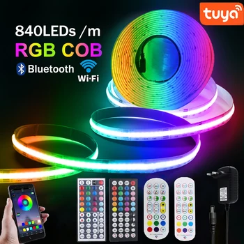 WiFi Bluetooth Control COB RGB Benzi cu Led-uri 12V 24V Tuya Inteligent 840LEDs/m FOB de Bandă LED Lumina pentru Decorarea Camerei Panglică Flexibil