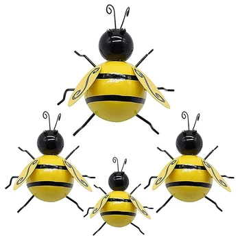 În aer liber, Gard de Gradina Decor 3D albinuța Arta de Perete Decor de Albine de Perete de Arta Sculptura Agățat, 4 Buc